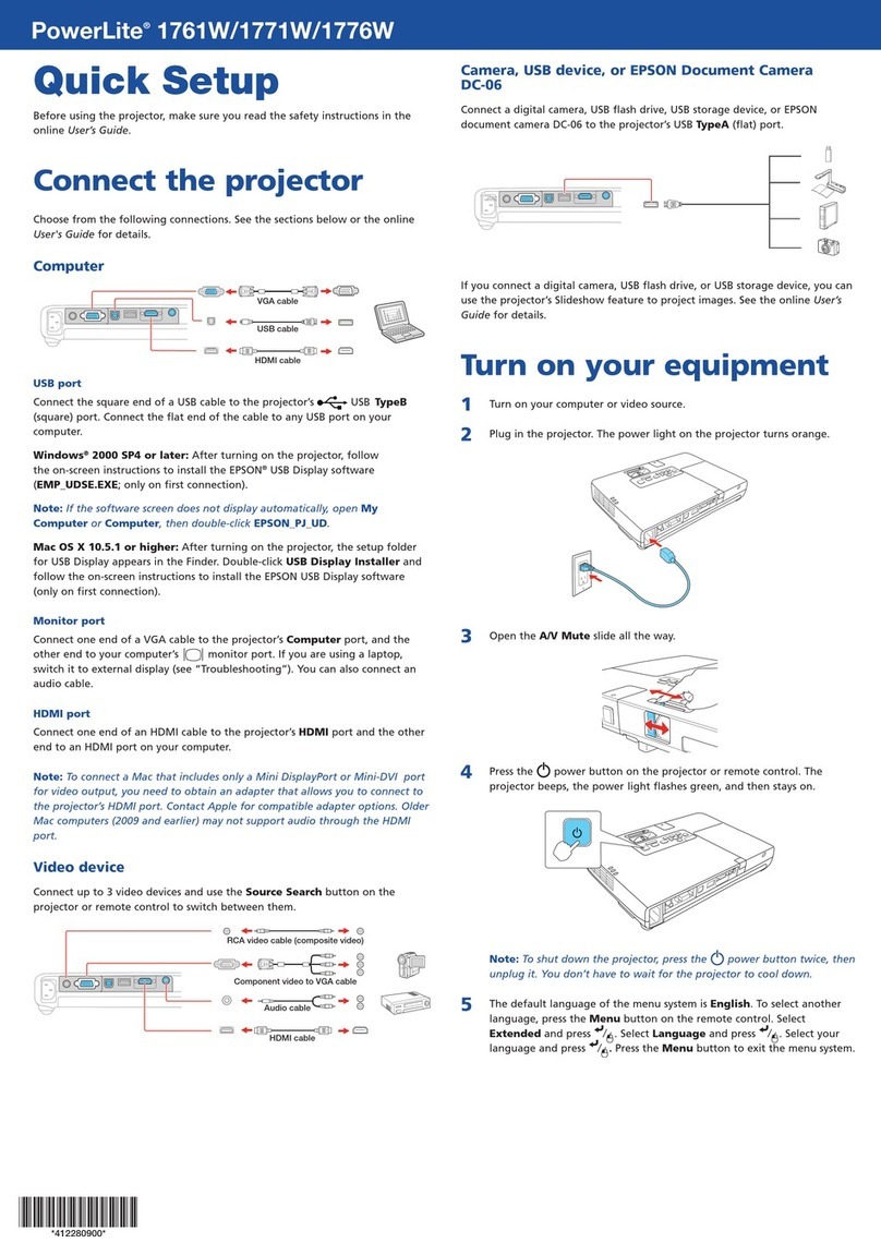 Epson PowerLite 1761W Specification sheet