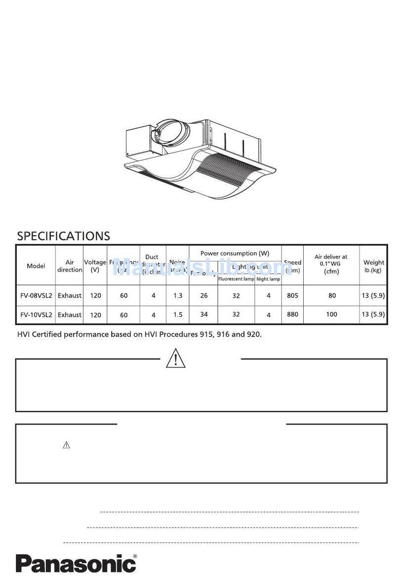 Panasonic Whisper Value-Lite FV-10VSL2 User manual
