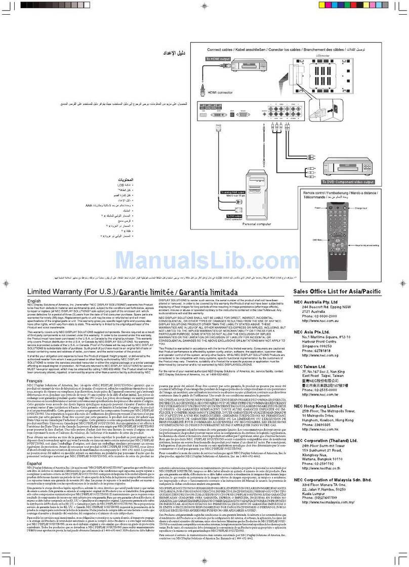 NEC LCD8205 - MultiSync - 82" LCD Flat Panel... User guide