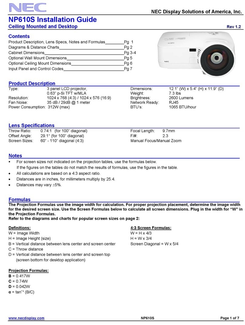 NEC NP610S Series User manual