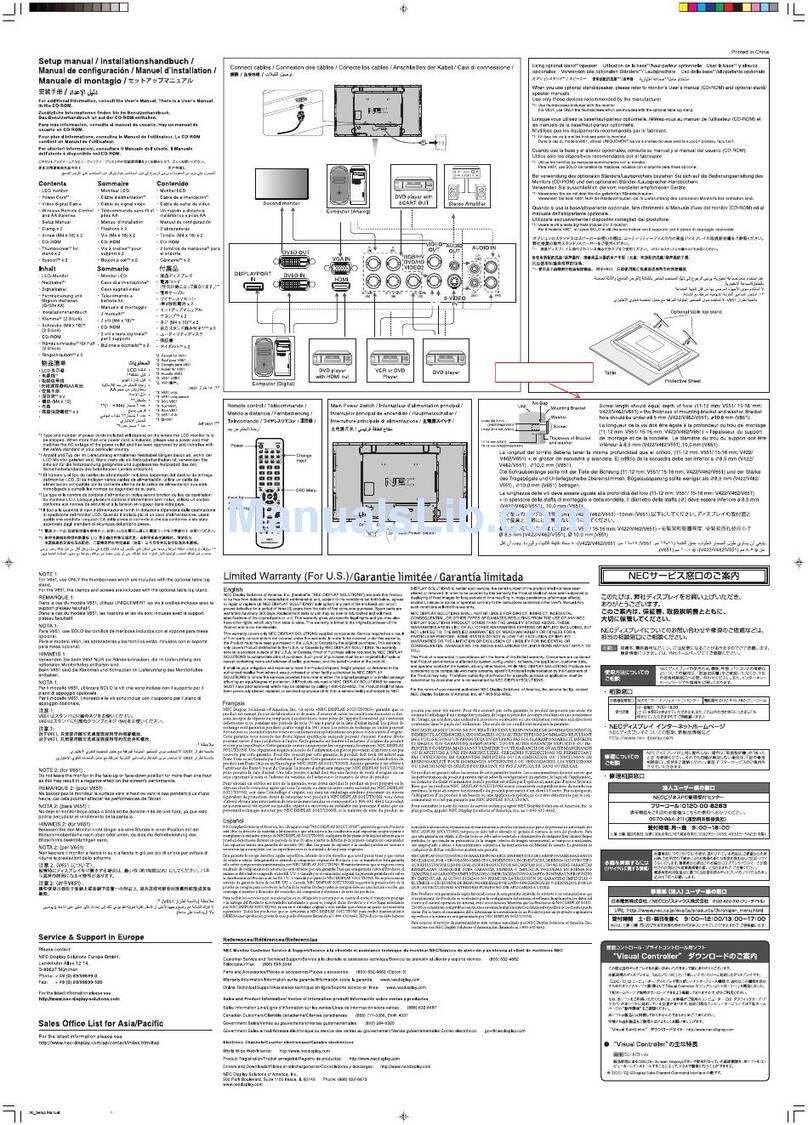 NEC MultiSync V422 User guide NEC MultiSync V422 User guide