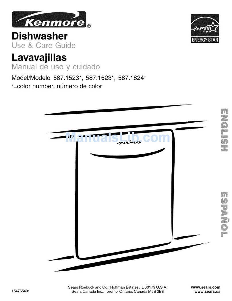 Kenmore 1523 - 24 in. Dishwasher Use and care guide