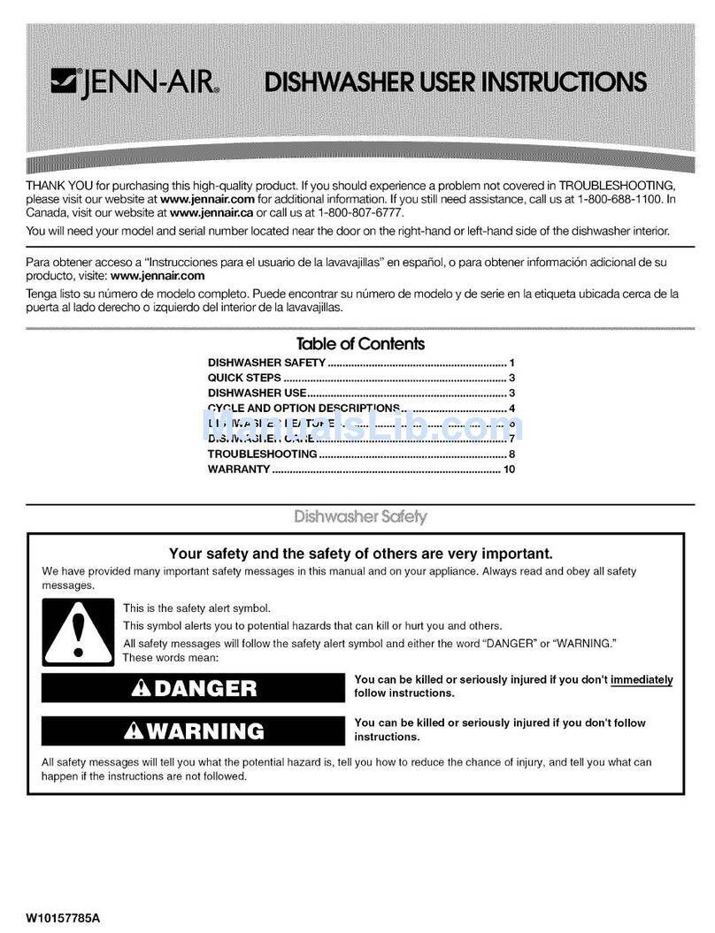Jenn-Air JDB1095AWB - Jenn-Air - Dishwasher User manual