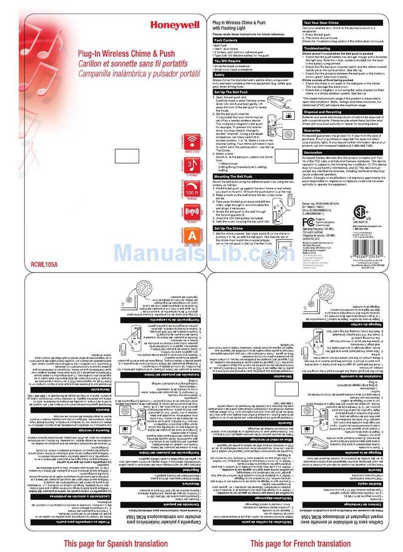 Honeywell RCWL105A owner's manual