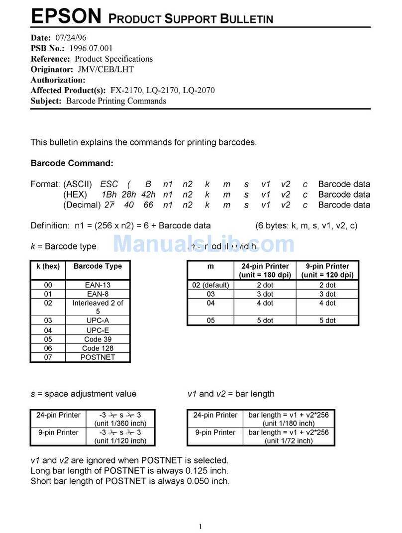 Epson 2070 - LQ B/W Dot-matrix Printer Dimensions