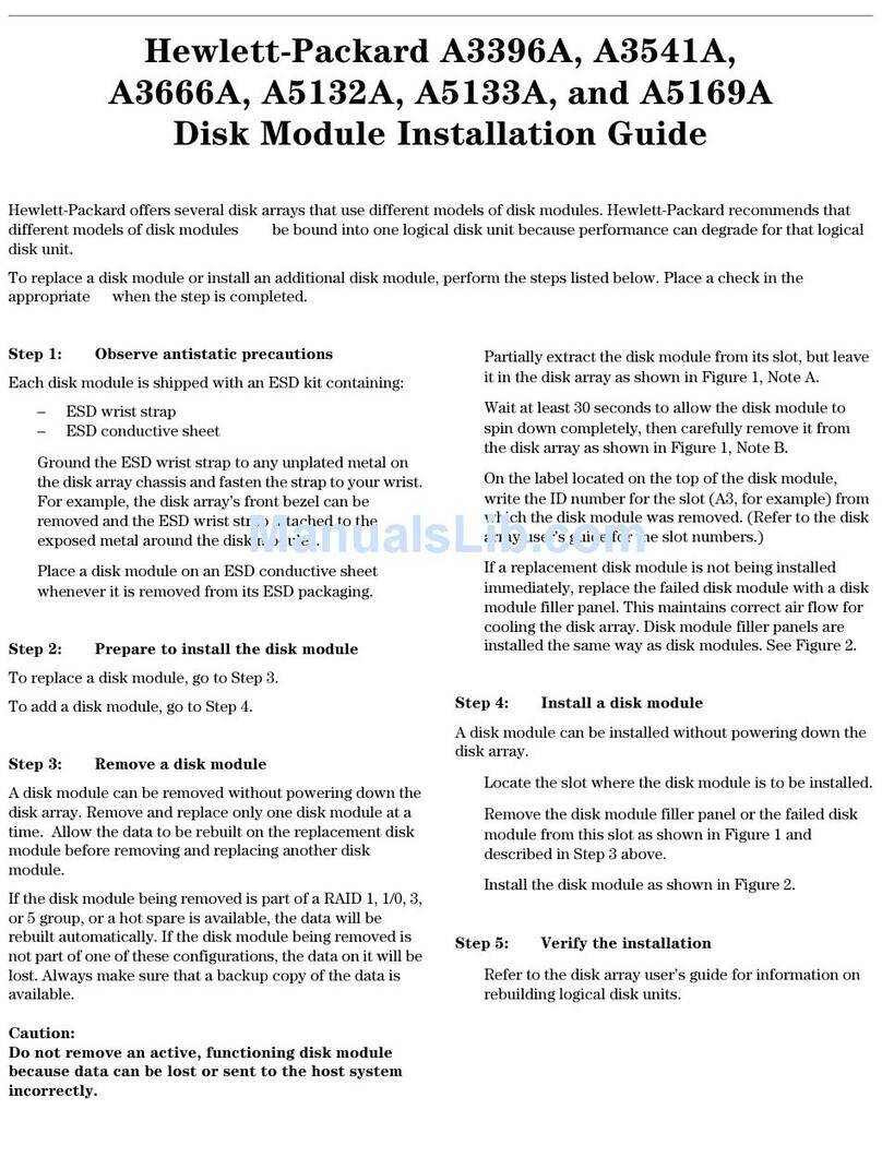 HP A3550A - High Availability Disk Arrays Model 20 Storage... User manual