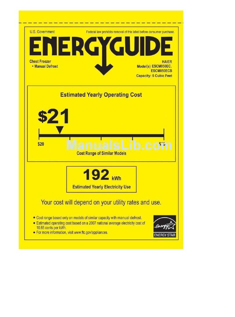 Haier ESCM050EC - 5.0 Cu Ft Chest Freezer Energy guide