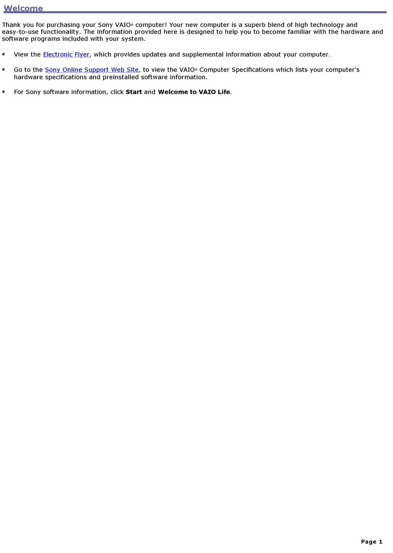 Sony PCV-RS400C - Vaio Desktop Computer User manual Sony PCV-RS400C - Vaio Desktop Computer User manual