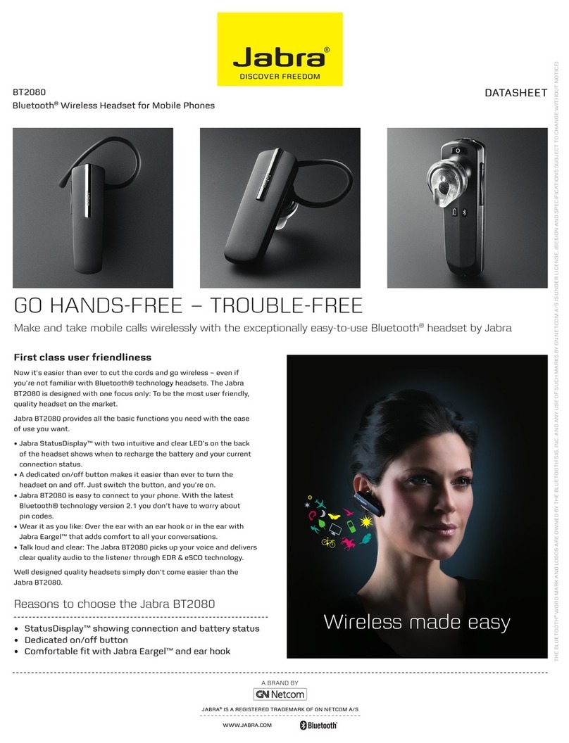 Jabra BT2080 - Headset - Ear-bud User manual