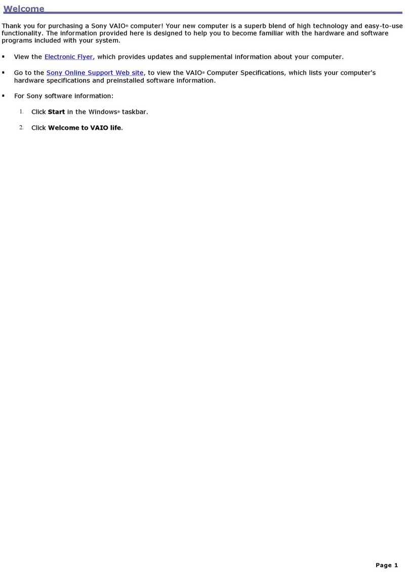 Sony PCV-RS500C - Vaio Desktop Computer User manual