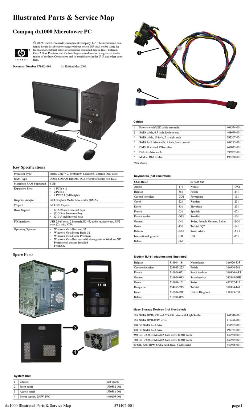 HP dx1000 - Microtower PC Illustrated parts & service map