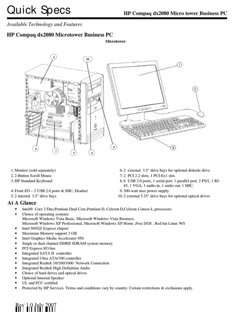 HP Compaq dx2080 Microtower User instructions