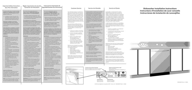 Bosch SHX4AP06UC - 24' Ascenta Series Dishwasher User manual