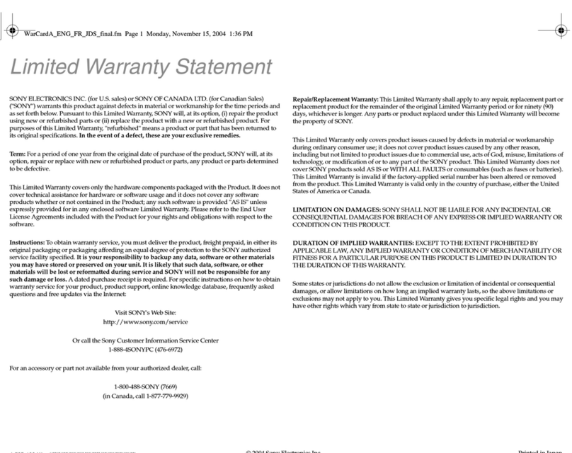 Sony VGF-AP1L - Vaio Pocket Digital Music Player Use and maintenance manual