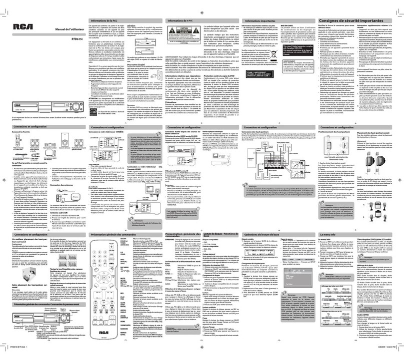 RCA RTD615I - DVD Home Theater System User manual RCA RTD615I - DVD Home Theater System User manual