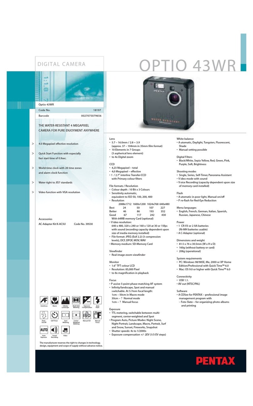 Pentax Optio 43WR Specifications