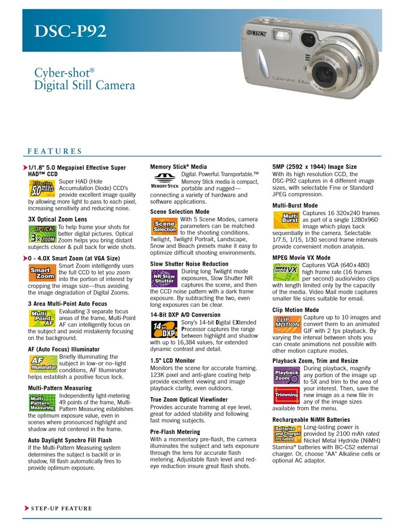 Sony DSC-P92 - Cyber-shot Digital Still Camera Specifications