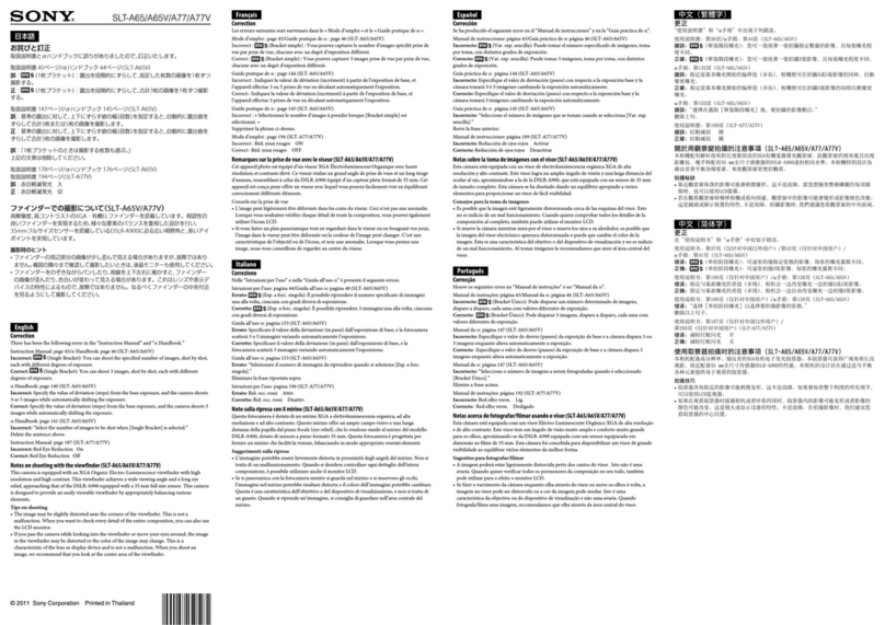 Sony SLT-A65V &alpha User manual