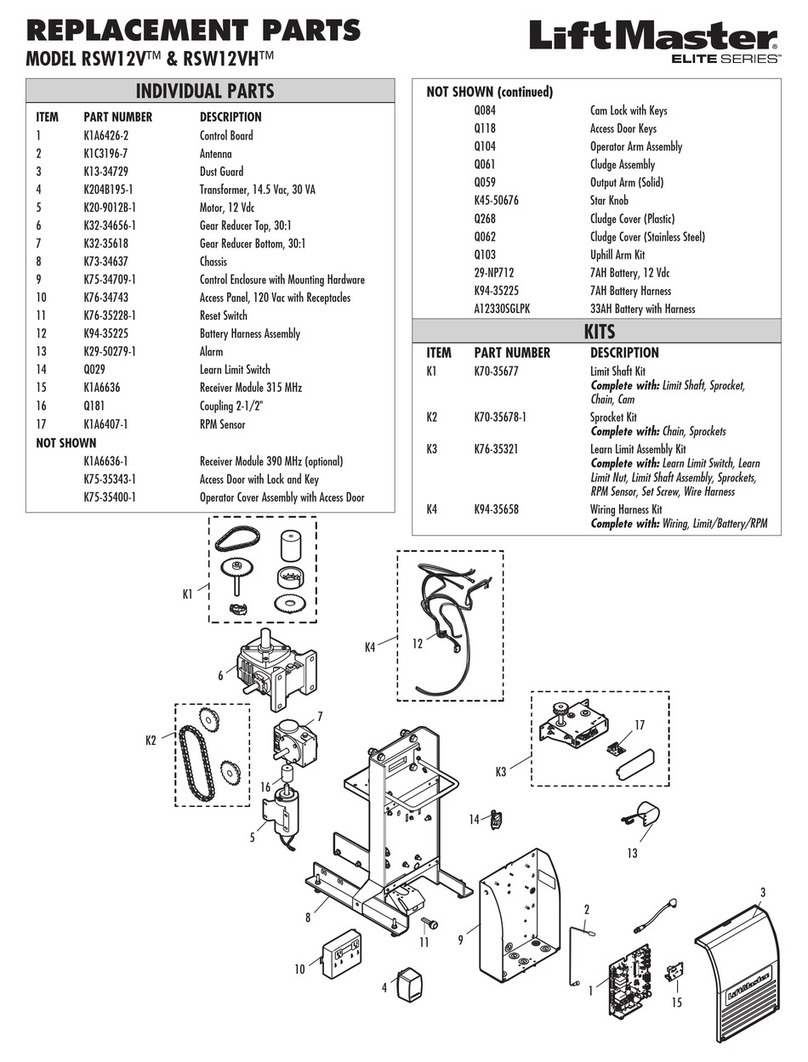 Chamberlain Elite RSL12V Replacement parts