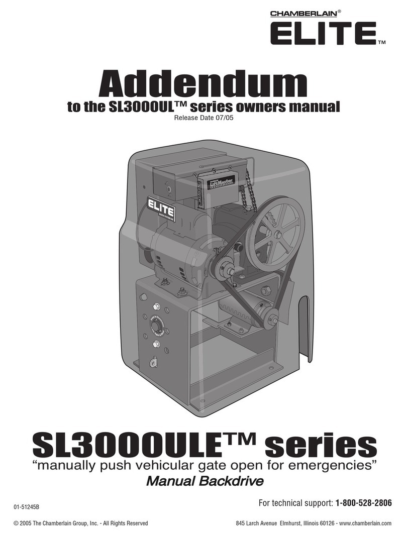 Chamberlain Elite SL3000UL Addendum to owner's manual