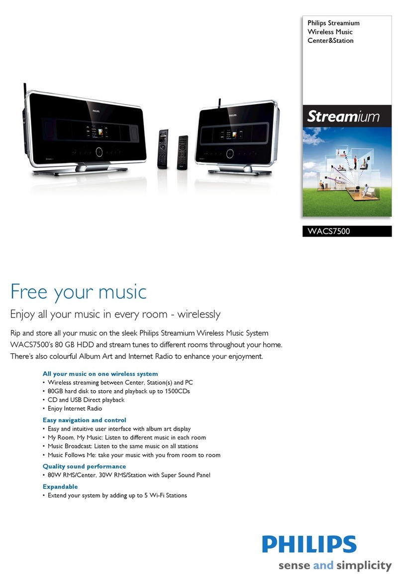Philips WACS7500 - Streamium Wireless Music Center&Station Network Audio... User manual