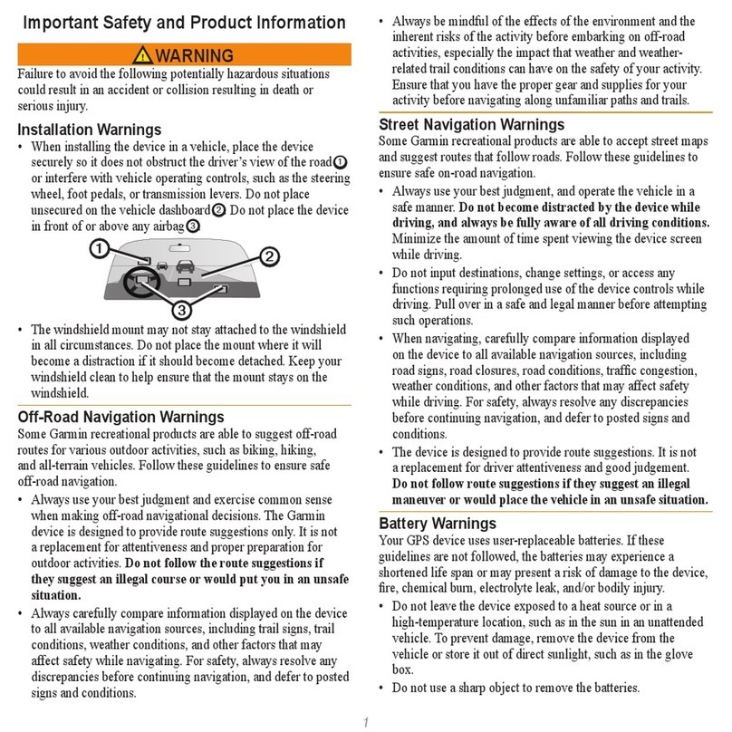 Garmin Rino 610 Safety and product information