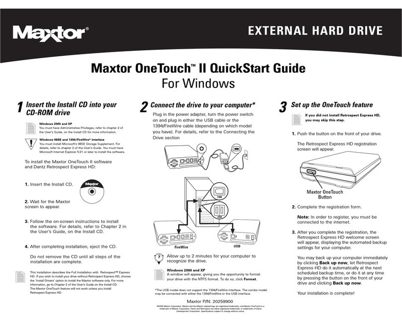Maxtor OneTouch II quick start guide Maxtor OneTouch II quick start guide