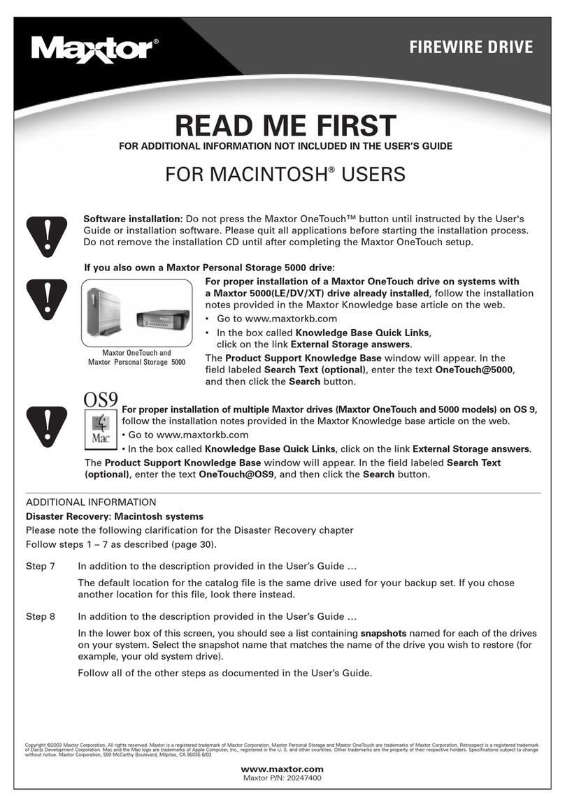 Maxtor Maxtor OneTouch USB Installation manual