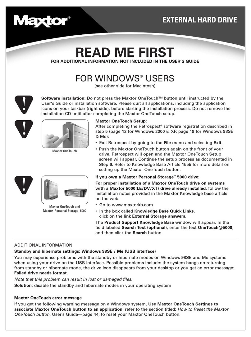 Maxtor Maxtor OneTouch USB Installation manual