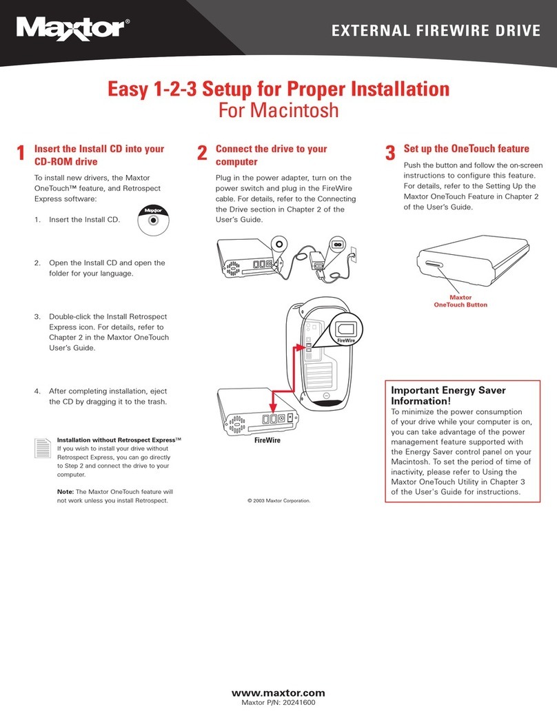Maxtor Maxtor OneTouch USB Quick setup guide
