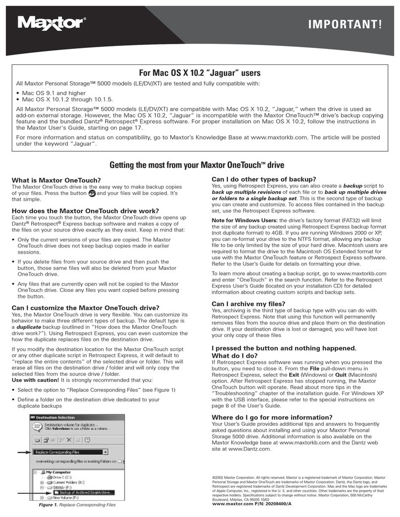 Maxtor Personal Storage 5000DV Instruction Manual