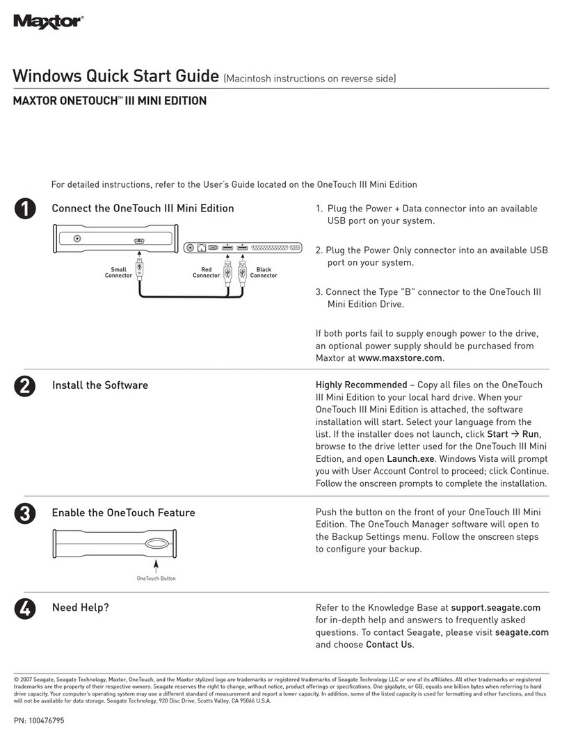 Maxtor Maxtor OneTouch FireWire quick start guide