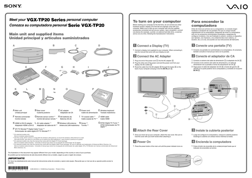 Sony VAIO VGX-TP20 Series User manual