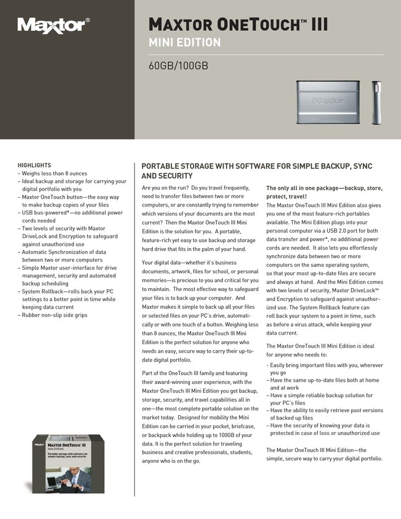 Maxtor Maxtor OneTouch FireWire User manual