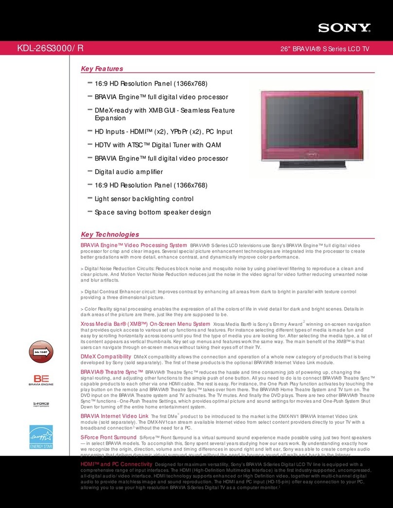 Sony KDL-26S3000R - 26" Bravia™ S-series Digital Lcd... User manual