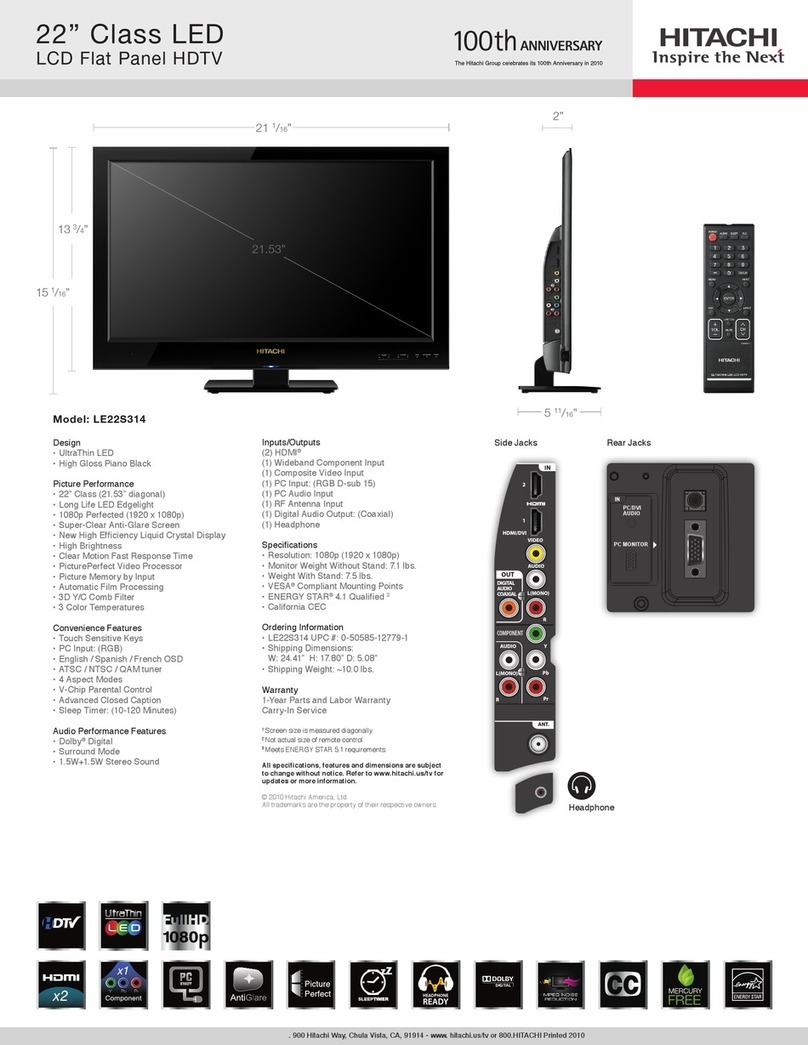 Hitachi ULTRAVISION LE22S314 User manual Hitachi ULTRAVISION LE22S314 User manual