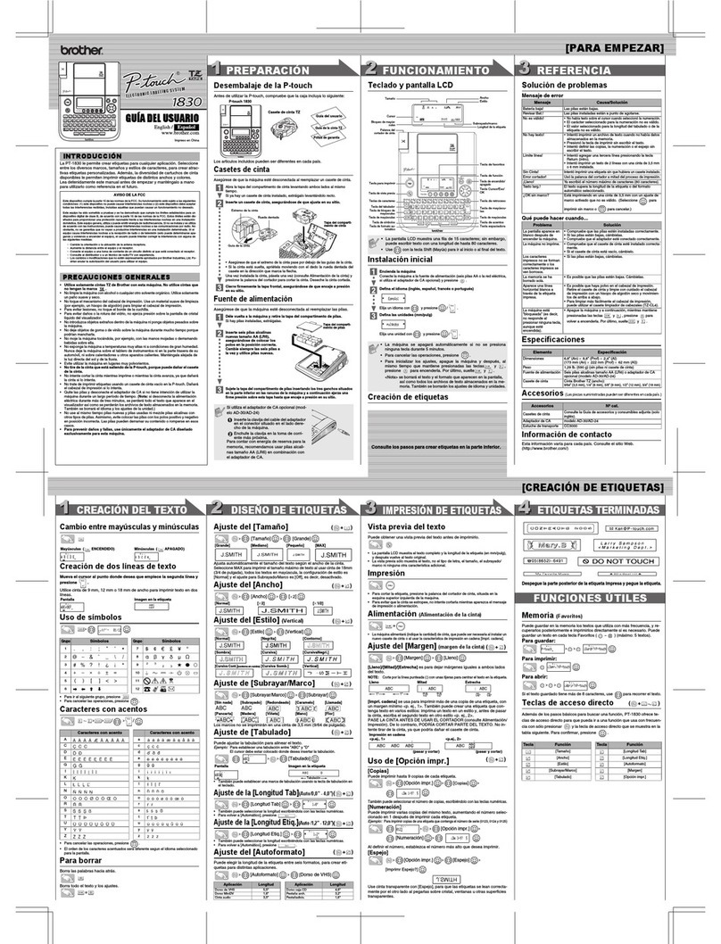Brother PT-1830C - Labeling System With full-length TZ Laminated... Guía del usuario