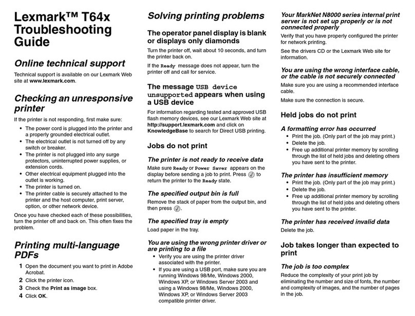 Lexmark 20G0100 - T 640 B/W Laser Printer User manual