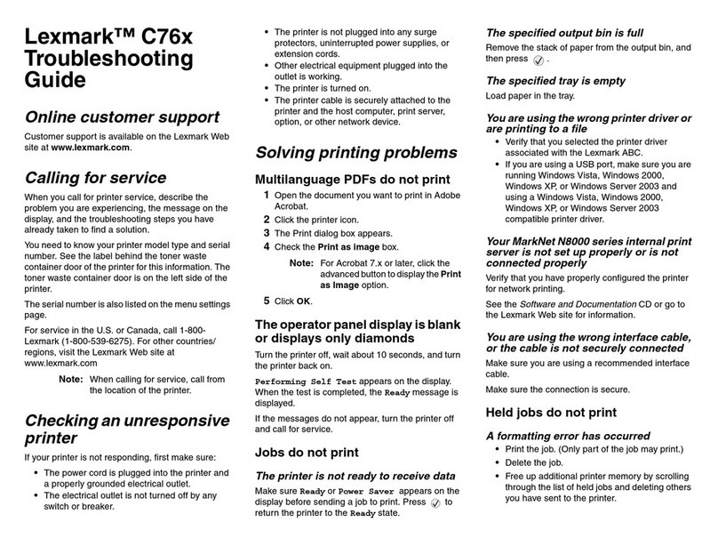 Lexmark 17S0026 - C 760 Color Laser Printer User manual