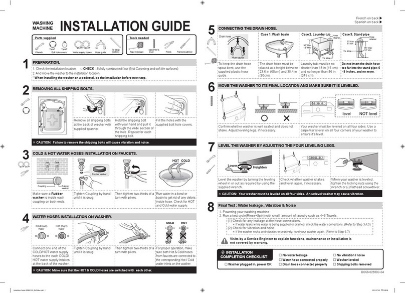 Samsung WF501ANW Trouble Shooting Guide installation guide