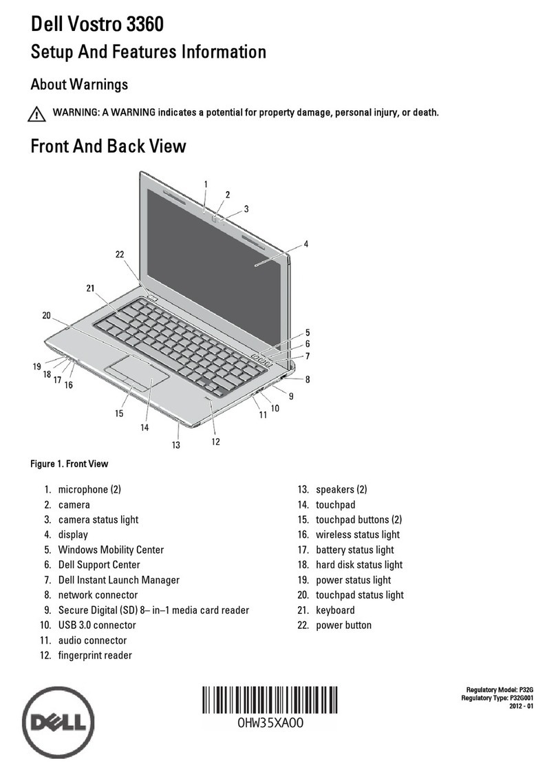 Dell Vostro 3360 Setup and features information