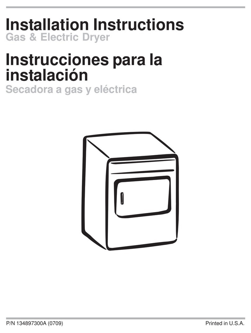 Frigidaire FGR311FS - 27" Gas Dryer User manual