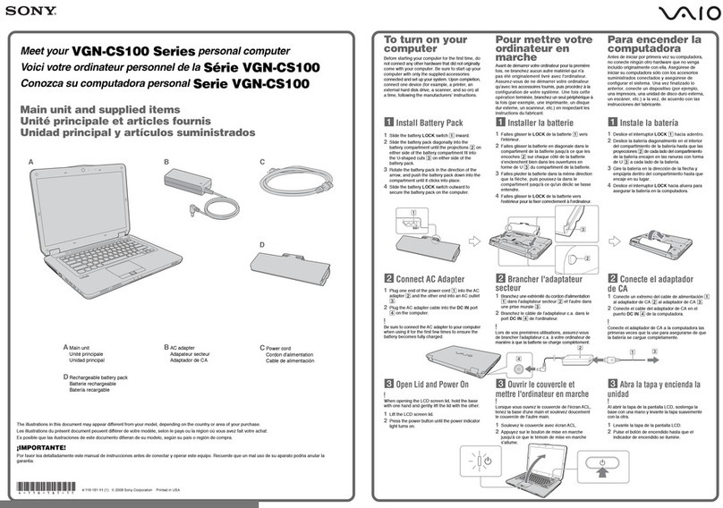 Sony VGN-CS190JTR - VAIO CS Series User manual