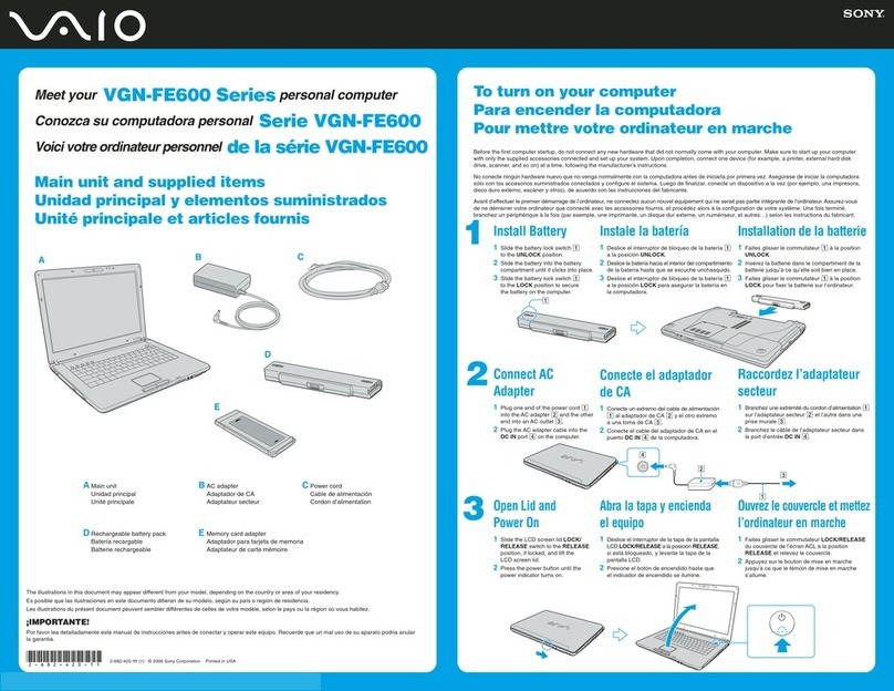 Sony VGN-FE630 Setup guide
