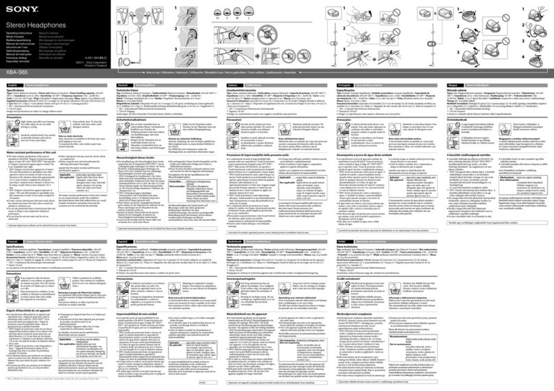 Sony XBA-S65 operating instructions