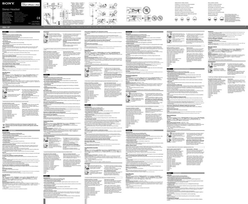 Sony XBA-1IP operating instructions