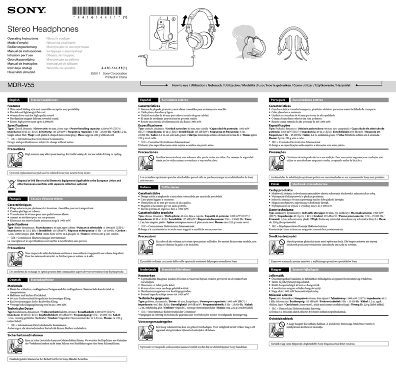 Sony MDR-V55 operating instructions