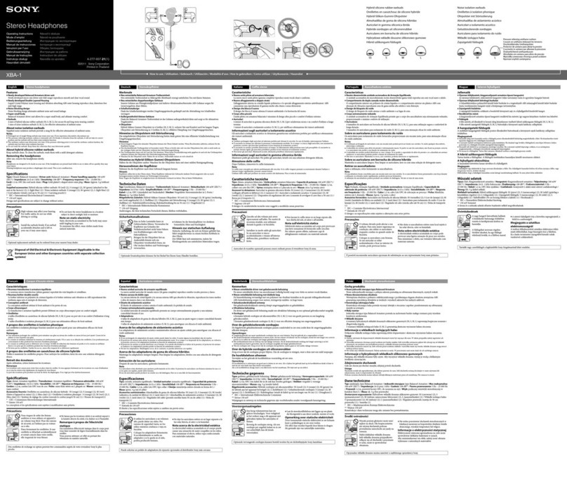 Sony XBA-1 operating instructions