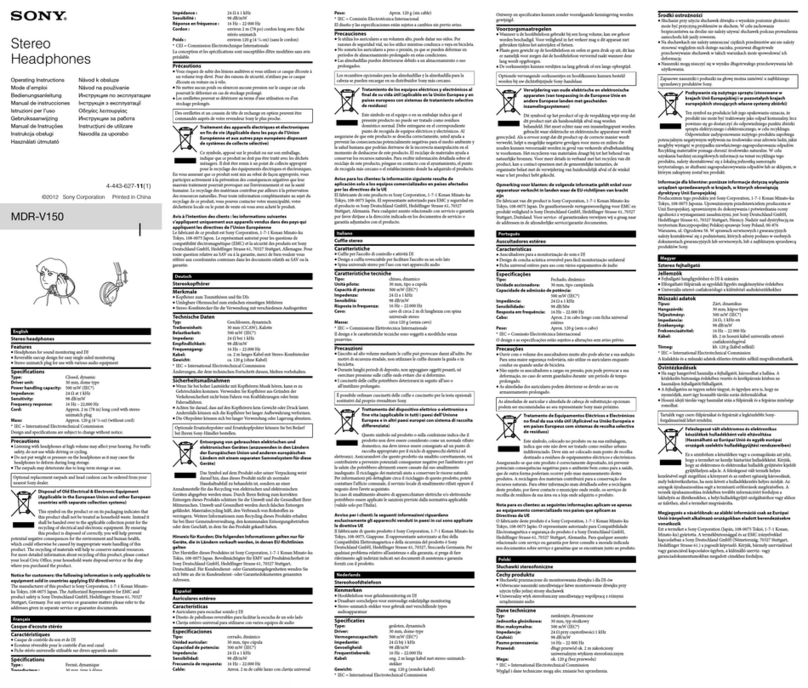 Sony MDR-V150 operating instructions