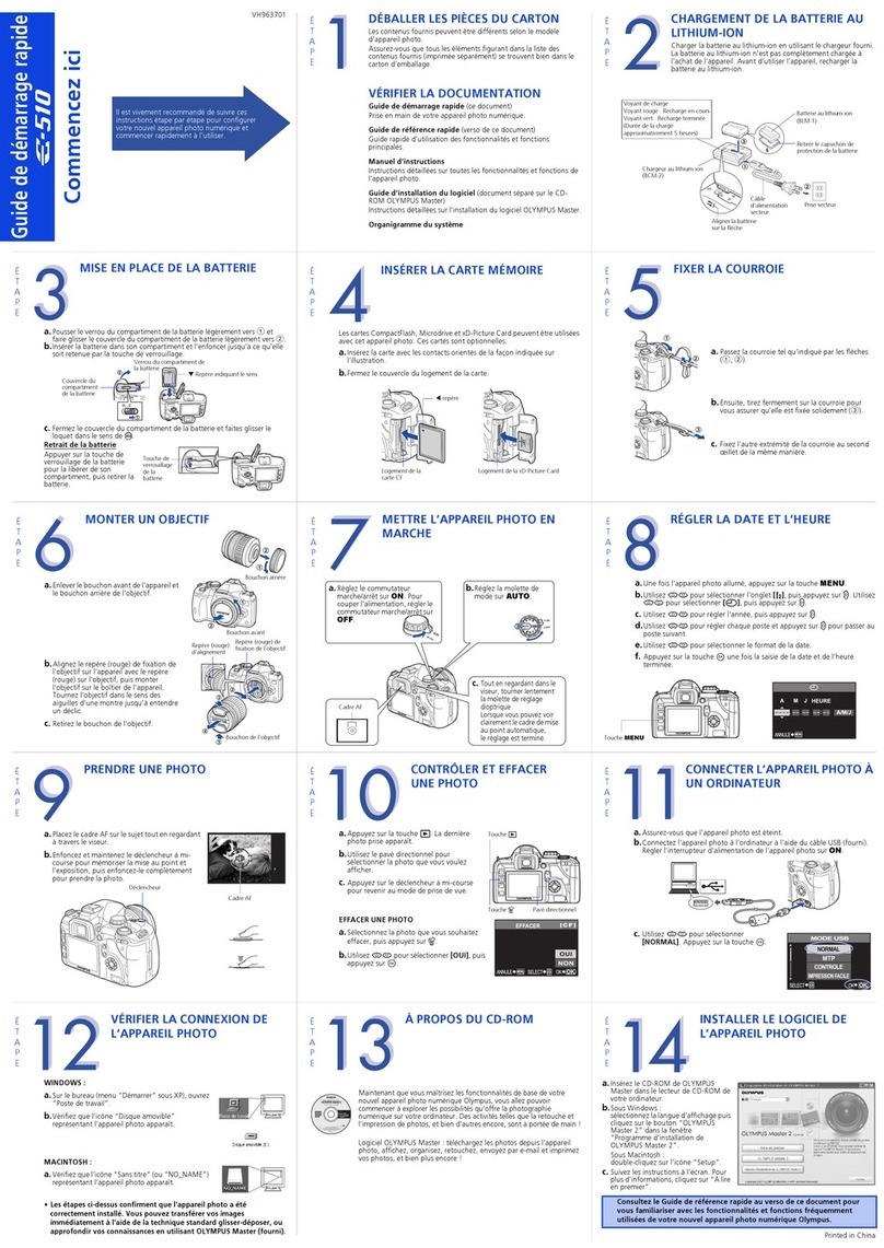 Olympus E420 - Evolt 10MP Digital SLR Camera Guide de démarrage rapide